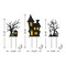 24"H Set of 3 Halloween Metal Silhouette Haunted House and Ghost Tree Yard Stake or Hanging Decor (KD, Two function)
